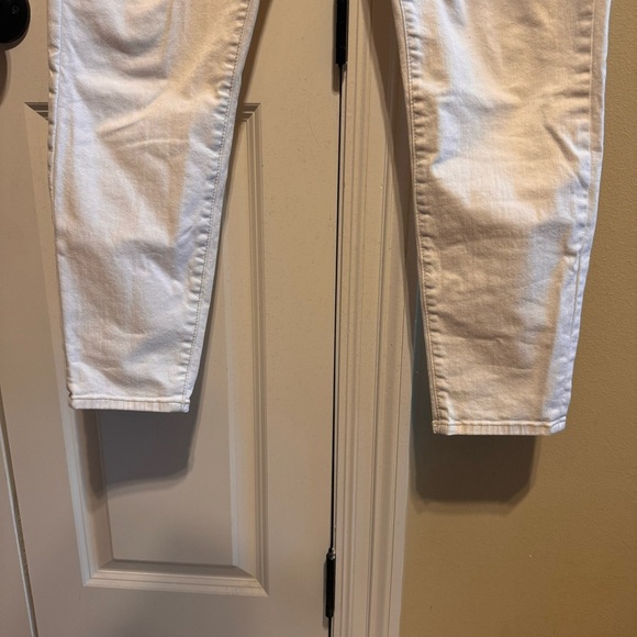 Loft Cream Button Front High Waist Skinny Ankle Jeans Sz 32/14 - Picture 6 of 11